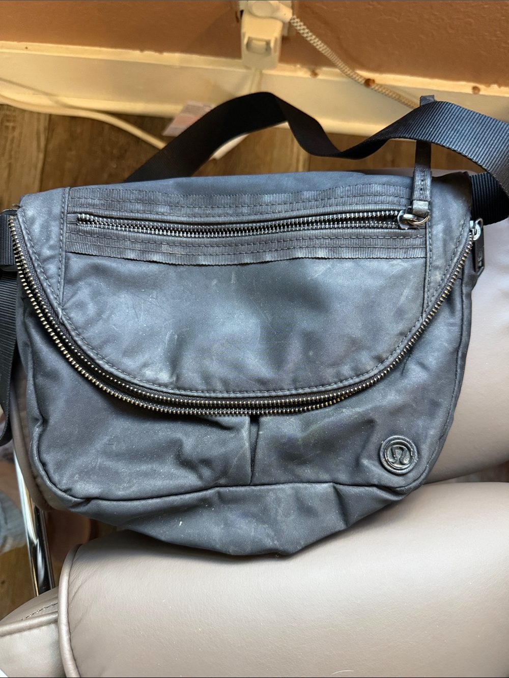 lululemon athletica Black Nylon Sling Belt Bag